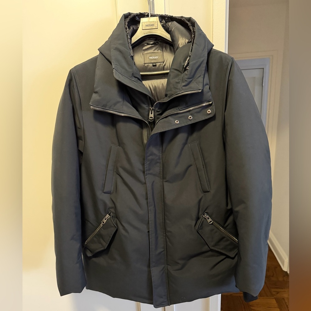 Mackage Edward 2-in-1 Black Down Coat with Removable Hooded Bib